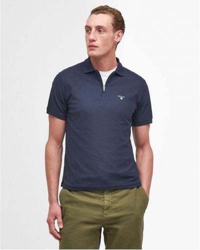 Barbour Wadworth Tailored Zip Polo Shirt - Blue