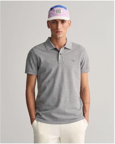 GANT Original Slim Fit Pique Polo Shirt - Grey