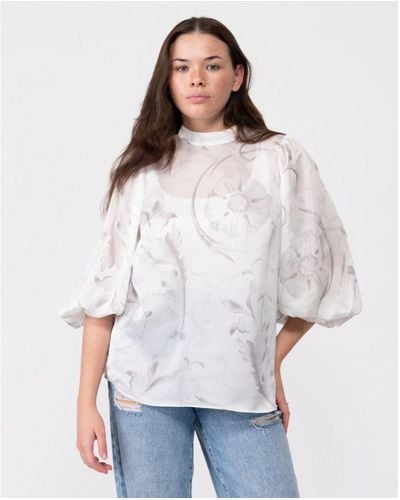 Ted Baker Lilioh High Neck Balloon Sleeve Blouse - White