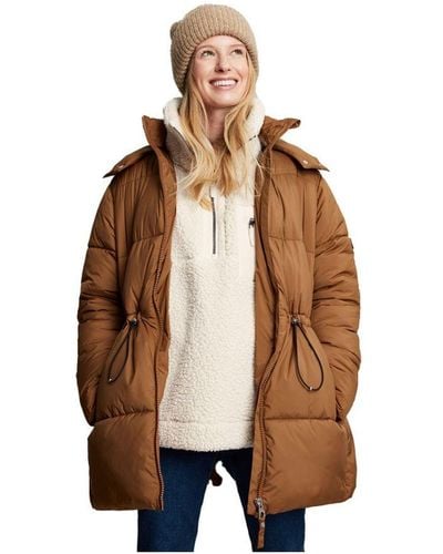 Joules Holsworth Padded Quilted Hooded Winter Coat - Brown