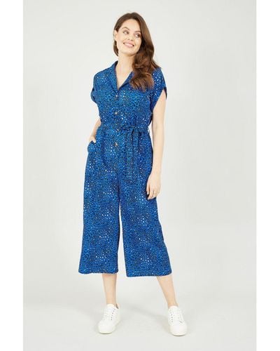 Yumi' Blauwe Jumpsuit Met Dierenprint