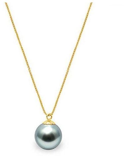 Blue Pearls Pearls Tahitian Pearl Necklace And 375/1000 - Metallic