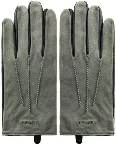 Ted Baker Suede Grey Gloves Mxobaloxc8m Leather - Green