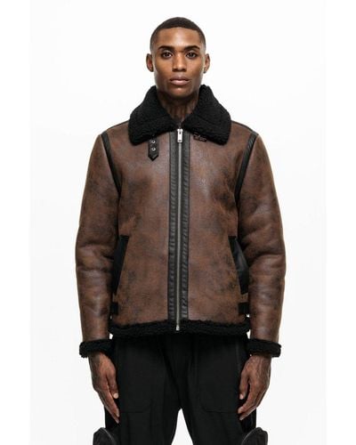 Good For Nothing Premium Shearling Jacket - Brown