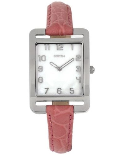 Bertha Marisol Zwitsers Mop Horloge Met Leren Band - Roze