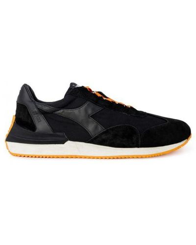 Diadora Leather Trainers With Laces - Black