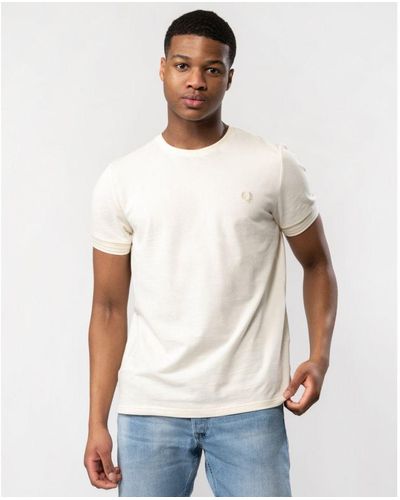 Fred Perry Striped Cuff T-Shirt - White