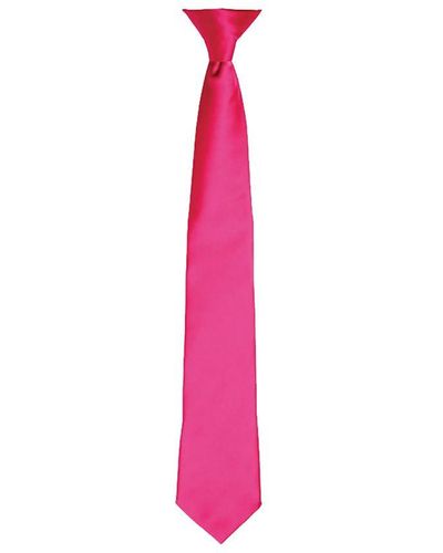 PREMIER Kleuren Satin Clip Tie (pakket Van 2) (heet Roze)