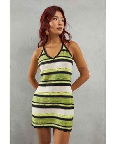Warehouse Mini Crochet Stitch Detail Stripe - Green