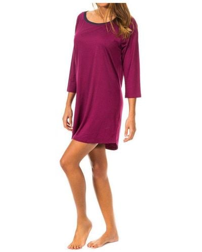 Tommy Hilfiger Long-Sleeved Nightgown With Round Neck 1487904753 - Red