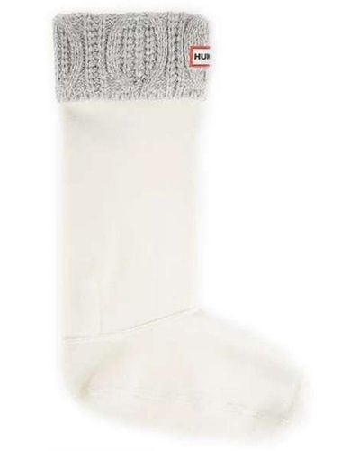 HUNTER Original Cable Cuff Tall Boot Socks - White