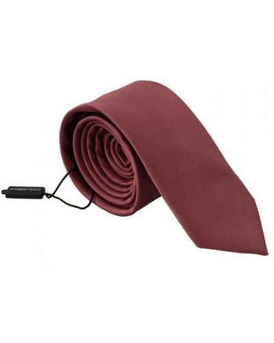 Dolce & Gabbana Pink Solid Print Silk Adjustable Necktie Accessory Tie - Red