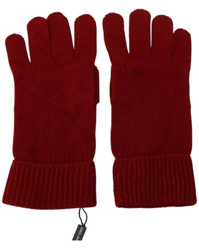 Dolce & Gabbana Cashmere Knit Winter Gloves - Red