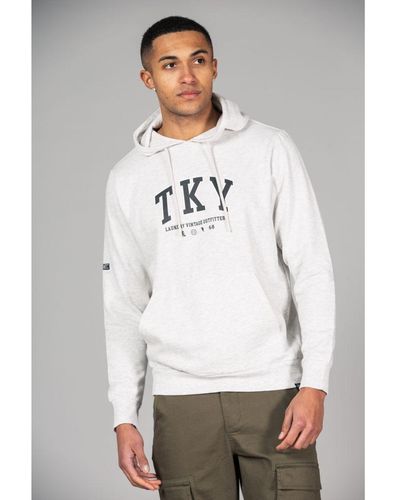 Tokyo Laundry 'Refract' Cotton Blend Hoody With Branding Print - Grey