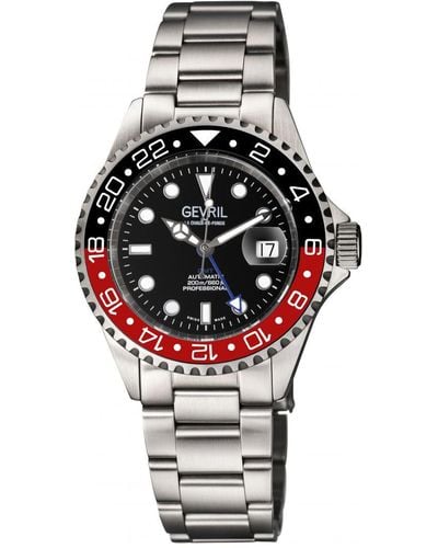 Gevril Wall Street Automatisch Horloge Met Zwarte Wijzerplaat - Grijs