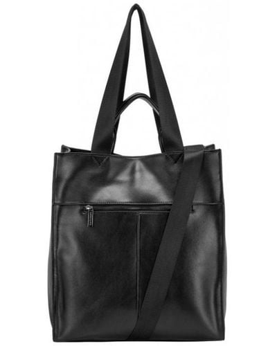 Smith & Canova Smooth Leather Tote / Shoulder Bag - Black