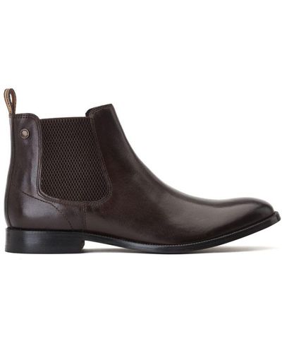 Base London Carson Burnished Leather Chelsea Boots - Brown