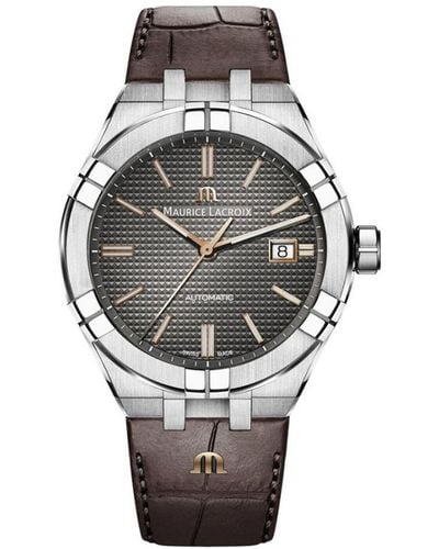 Maurice Lacroix Aikon Brown Watch Ai6008-ss001-331-1 Leather - Grey