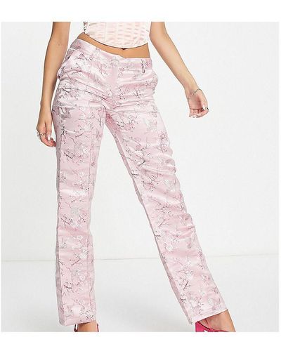Reclaimed (vintage) Inspired Jacquard Satin Trousers Co-Ord - Pink