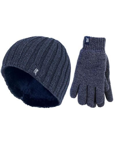 Heat Holders Thermal Hat & Glove Set For Winter - Blue