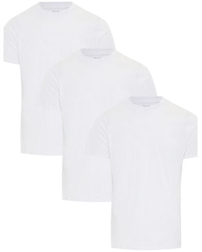 Threadbare White 3 Pack 'litchfield' Essential Short Sleeve T-shirts Cotton