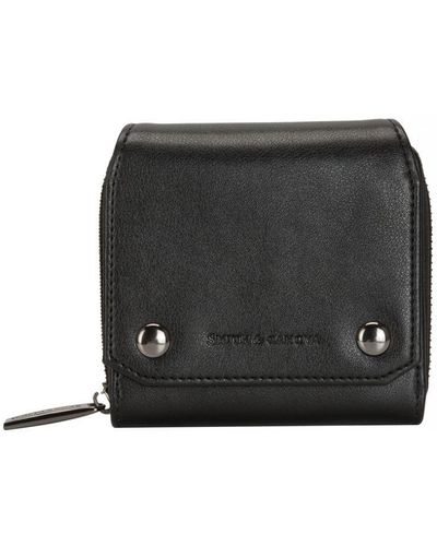 Smith & Canova Leather Flap Over Cross Body Wallet - Black