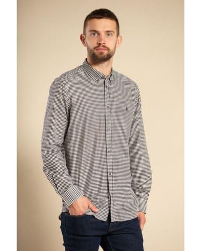 French Connection Cotton Long Sleeve Gingham Shirt - Grey
