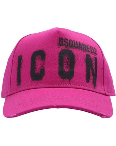 DSquared² Icon Spray Paint Purple Cap - Pink