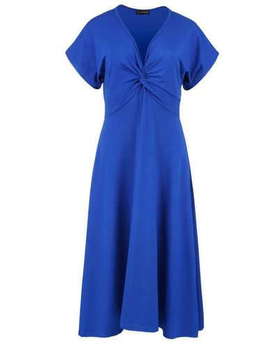 Conquista Blauw Koninklijk Midi-jurk Met Vlinderstrik