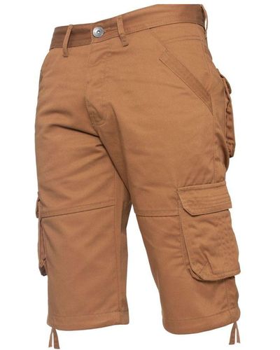 Enzo Cargo Combat Shorts - Brown