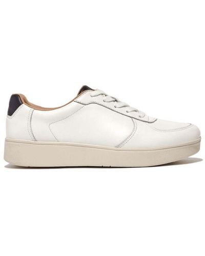 Fitflop 's Fit Flop Rally Leather Panel Trainers In White Navy - Wit