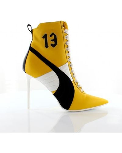PUMA Fenty By Rihanna 13 Leather High Heel Shoes 363038 01 - Yellow