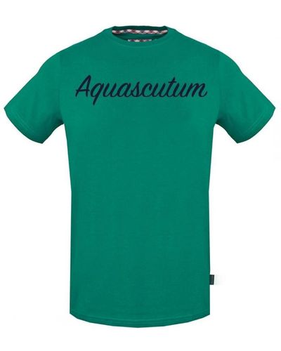 Aquascutum Verticaal Logo Groen T-shirt
