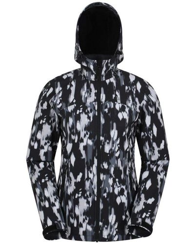 Mountain Warehouse Ladies Exodus Patterned Water Resistant Soft Shell Jacket (Jet) - Black