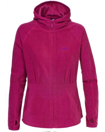 Trespass Ladies Marathon Hooded Full Zip Fleece Jacket - Red