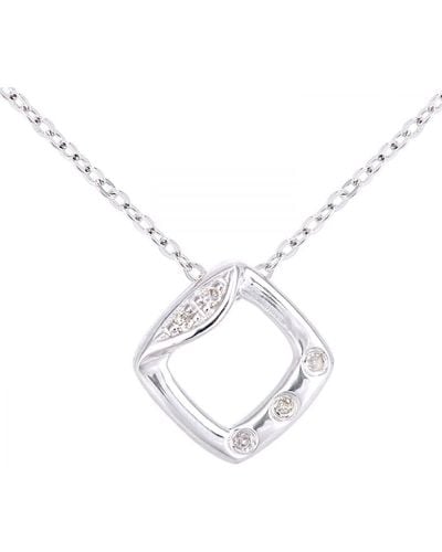 DIAMANT L'ÉTERNEL 9ct Witgouden Diamanten Frame-hangerketting Met Een Lengte Van 46 Cm - Metallic