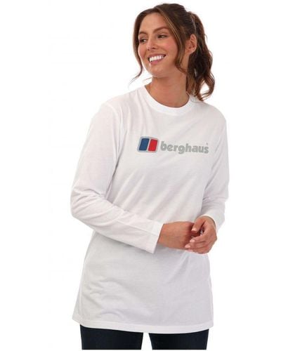 Berghaus Womenss Boyfriend Big Classic Logo Ls T-Shirt - White