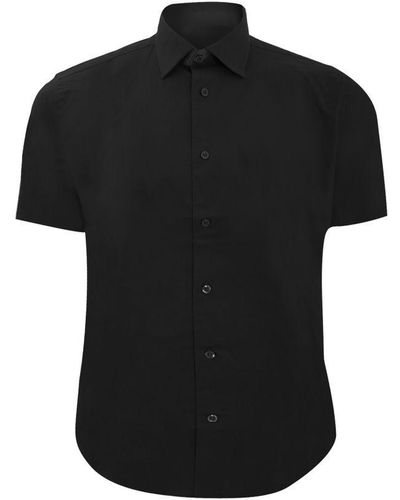 Russell Collection Short Sleeve Easy Care Fitted Shirt () - Black