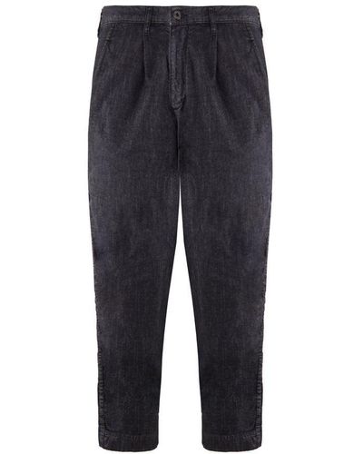 Armani Jeans Loose Fit Black Trousers Cotton - Blue