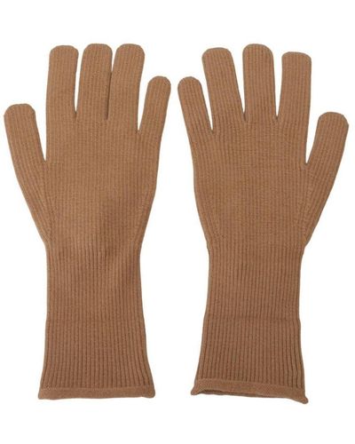 Dolce & Gabbana Knitted Cashmere Winter Gloves - Brown