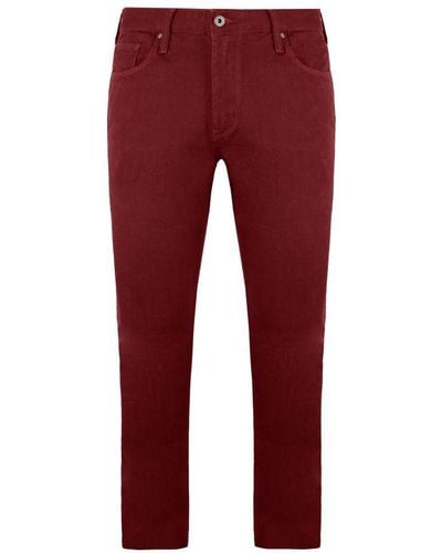 Armani Emporio J06 Slim Fit Low Waist Trousers Cotton - Red