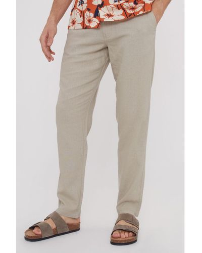 Threadbare 'Annual' Linen Blend Casual Trousers - Natural