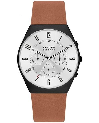 Skagen Grenen Chronograph Watch Skw6823 Leather (Archived) - Grey