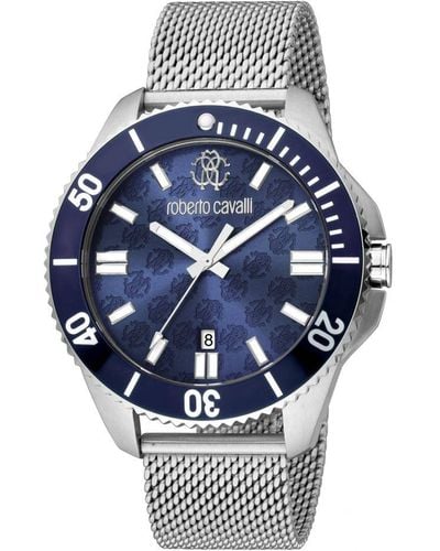 Roberto Cavalli Rc5G013M0055 Quartz Stainless Steel Dark 44 Mm Watch - Blue