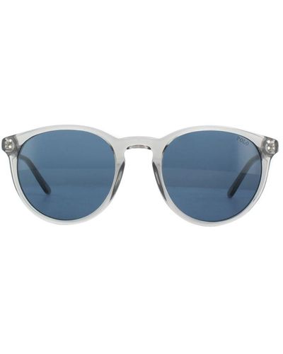 Polo Ralph Lauren Round Shiny Transparent Dark Sunglasses - Blue
