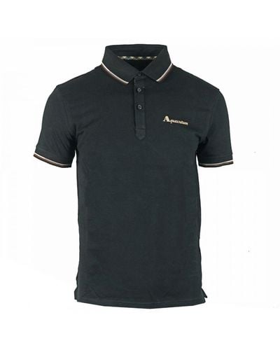 Aquascutum Brand Logo Polo Shirt Cotton - Black