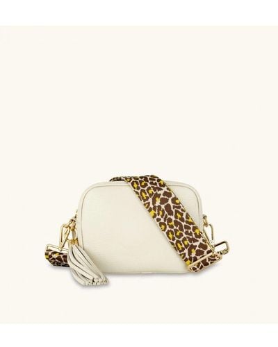 Apatchy London Leather Crossbody Bag With Lemon Cheetah Strap - Natural