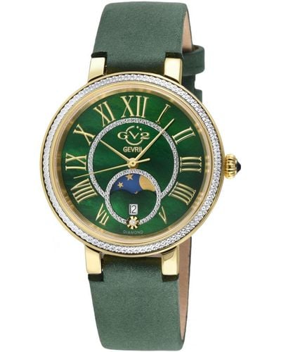 Gv2 Genoa Ss Ip Case, Mop Dial, Authentic Handmade Ion Suede Leather Strap - Green