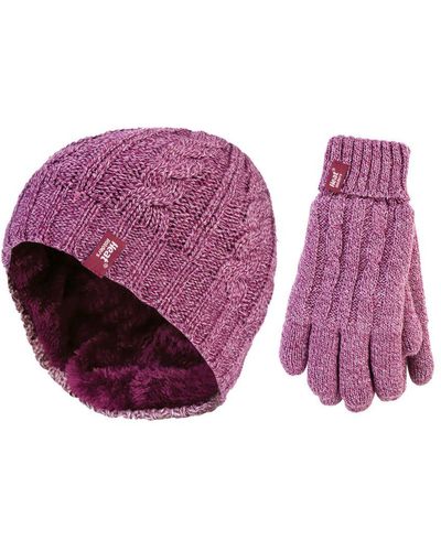 Heat Holders Damesmuts En Handschoenenset Voor De Winter - Roos - Roze
