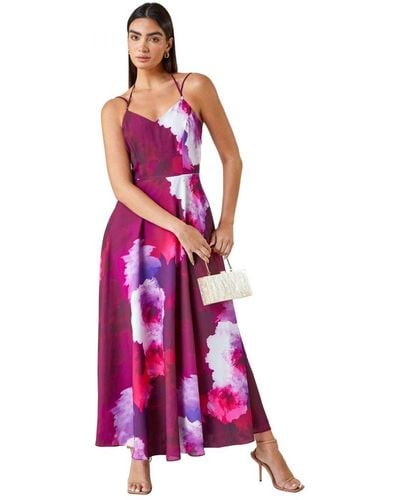 Ariella Luxe Floral Fit & Flare Maxi Dress - Pink